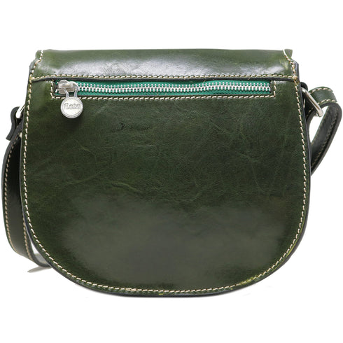 Floto Chianti Leather Saddle Bag Crossbody in Green 2.
